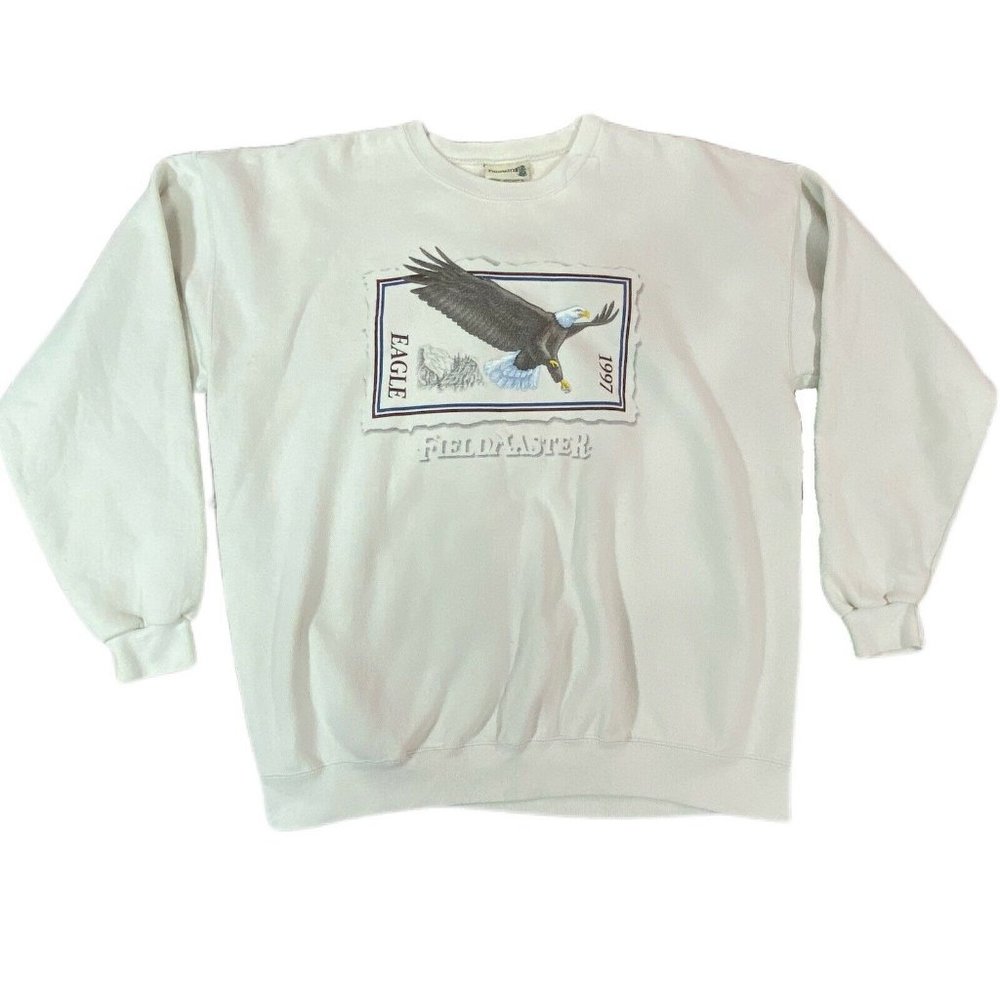 90s Vintage Fieldmaster Men's Eagle Crewneck Beige